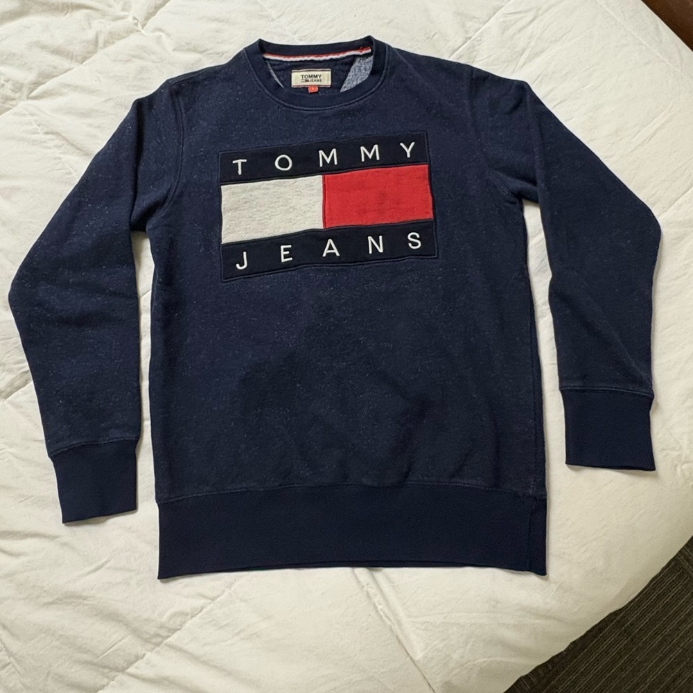 Vintage Tommy Hilfiger Flag Logo Crewneck Sweatshirt | Navy | 90s/Y2K Women’s L - Picture 4 of 9